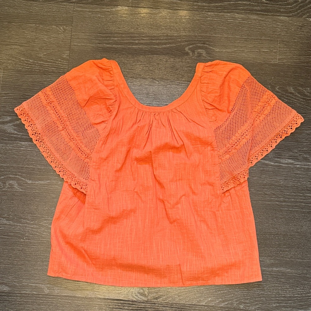 Old Navy Women's Coral Lace Sleeve Blouse